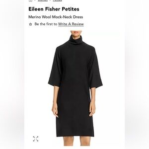 Eileen Fisher Black Mock-Neck 3/4 Sleeve Dress